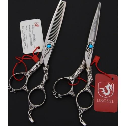 Japan 440C DRGSKL hair cut scissors top grade Blue sunflower 6.0 inch bayber professional hairdressing scissors hair shears