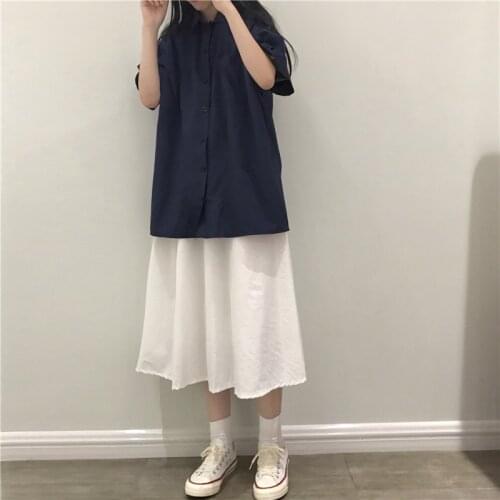 Women Skirt 2021 Autumn and Winter New Korean Style High Waist Lazy Wind All-match Japanese Mid-length Solid Color Skirt Women