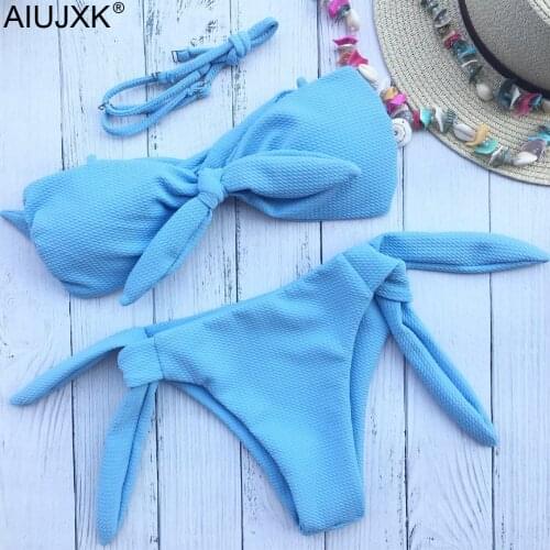 AIUJXK 7 Colors Sexy Chest Bow-knot Biquini Women Summer Style Beach Lingerie Ladies 2 Piece Swimsuit Underwear Swimwear Bra Set