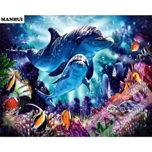 Diamond Embroidery Diy Diamond Painting Cross Stitch Kits Diamond Mosaic Dolphin Full Square Diamond Embroidery AH005