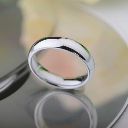 Shiny Silver Tones 1 PCS White Tungsten Wedding Band Rings High Polished Dome Band 3.5mm/5mm Width for Bride Bridegroom