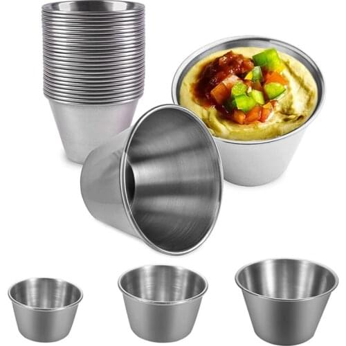 Stainless Steel Salad Tomato Sauce Container Condiment Sauce Cups Salad Dipping Bowl Small Sauce Cup for Restaurant Home Party