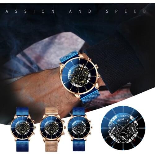 Luxury Mens Business Calendar Watches Stainless Steel Mesh Belt Quartz Watch часы мужские relogio masculino reloj hombre