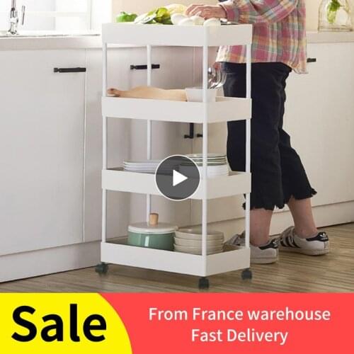 40*22*90cm Four-layer Movable Multifunctional Trolley 4 Layer Multifunction Storage Rack Removable Cart With Wheel Home HWC