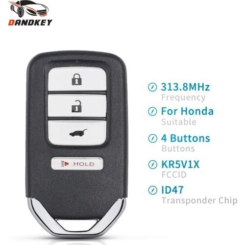 Dandkey For Honda HR-V FIT EX-L 2016-2018 FSK Remote Smart Car Key 313.8Mhz KR5V1X Replacement Fob NCF2952X HITAG 3 47 Chip