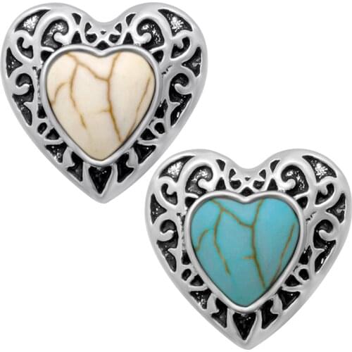 Hot KZ1172 Charm Retro Heart 18mm snap buttons fit DIY snaps Bangles bracelets necklaces jewelry wholesale trendy women
