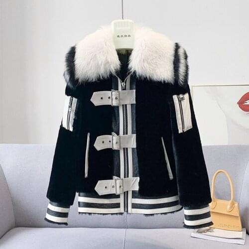Fashion High Quality Genuine Wool Fur Coat Warm Motorcycle Female Jacket Oversized Jackets for Women2020 Casacos FemininoZjt1596
