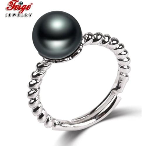 Trendy 3 Colors Natural Freshwater Cultured Pearl Finger Rings for Women Gifts Fashion Jewelry Gemstones Ring FEIGE
