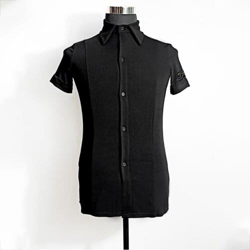 Men Latin Dance Tops Clothes For Male Ballroom Competition Shirts Short-Sleeved Tops Tango Waltz Tap Dance Practice Wear VDB2255