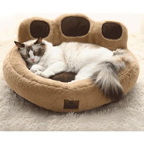 Paw Cat Sofa Kitten Bed Small Pet Soft Pad Kitty Litter Nest Sleep Basket Winter Warm Cozy Mat Cathouse Short Plush Washable