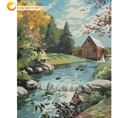CHENISTORY 60x75cm Frame DIY Painting By Numbers For Adults Cartoon Mountain Picture By Numbers Acrylic Painting For Home Decor