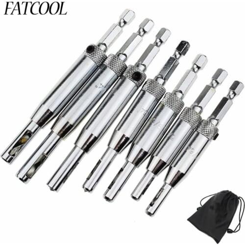 FATCOOL 7pcs HSS Self Centering Hinge Twist Drill Bit Set 5/64" 7/64" 9/64" 11/64" For Door Cabinet window Drilling