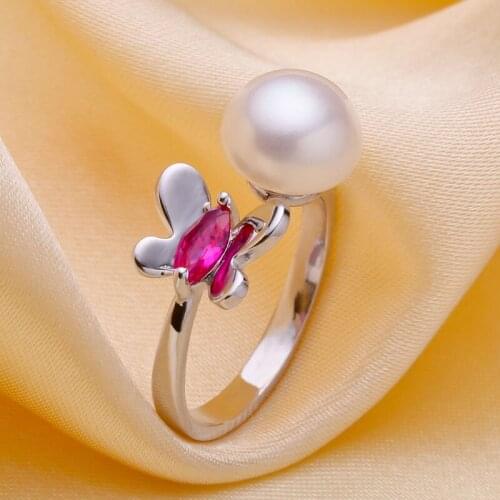 Eternal wedding Women Gift word 925 Sterling real [bright pearl] 2015 butterfly paragraph 9-9.5mm natural freshwater pear