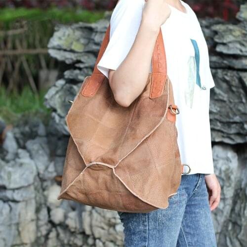 2021 new retro casual pure leather back pack Women bag soft leather messenger bag shoulder slung head leather three-purpose bag