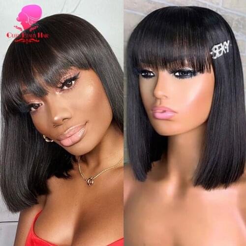 Full Machine Made Wigs Straight Bob Wig Brazilian Remy Hair Short Bob Human Hair Wigs For Women Natural Color 6 8 10 12 14 Inch