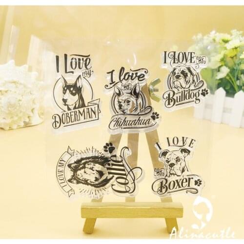 CLEAR STAMPS I Love Puppy Scrapbooking Handmade Card Album Paper Craft Rubber Transparent Silicon Stamp AlinaCraft