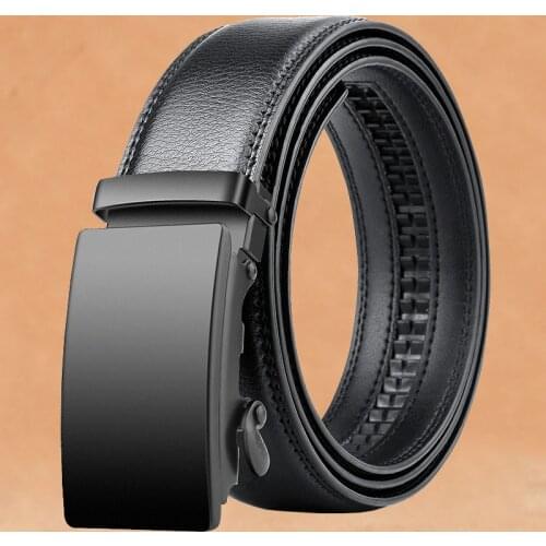 3.0 3.5cm Wide Genuine Leather Belt for Men Automatic Buckle High Quality Waist Strap Belts 130 140 150cm Plus Size Male Belt
