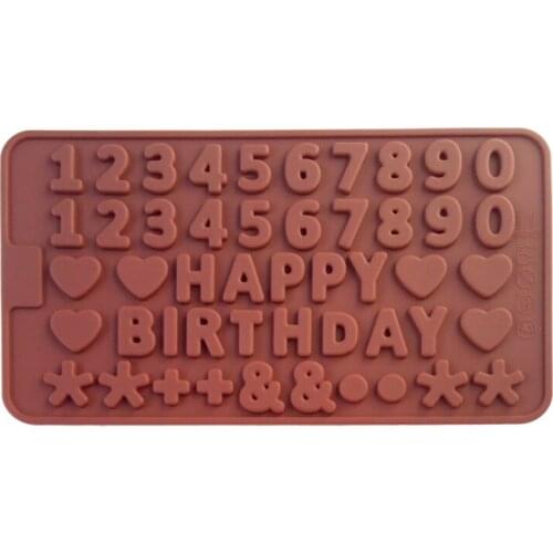 Happy birthday Numbers Shape Ice Cube Mold cooking tools Silicone Fondant Decorate Polymer Clay Resin Candy Super Sculpey