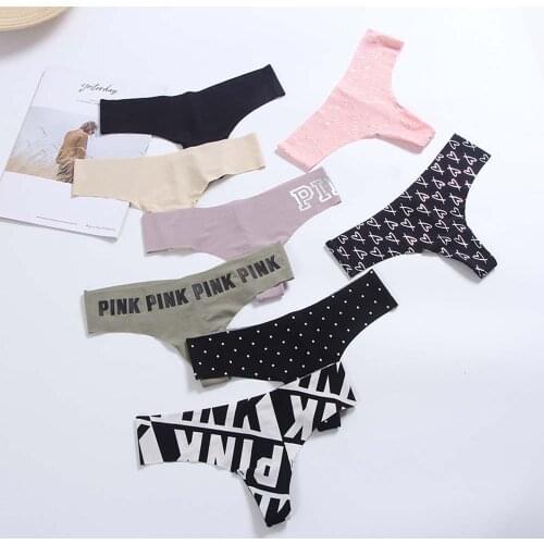 Sexy G-string Women Panties Creative Letter Printed Seamless Briefs Soft Breathable Underwear Low Waist Lingerie