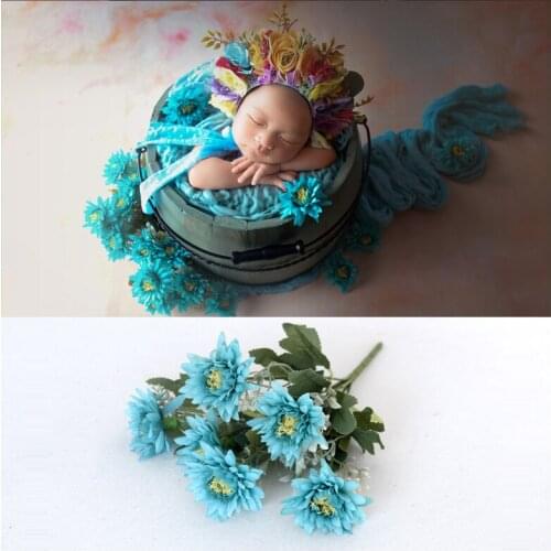 Blue Simulation Flower Photography Auxiliary Props Family Theme Party Vase Desktop Decoration Hotel Wedding Decoration Flower