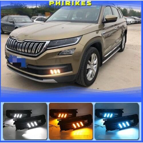 LED Daytime Running Lights For Skoda KODIAQ 2017 2018 Fog lamp house 12V ABS DRL Car styling