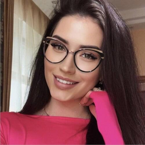 TR90 Optical Classic Frame Cat Eye Eyeglasses Women Fashion Computer Glasses Frames Fashion Retro Clear Myopia Frame Lady UV400