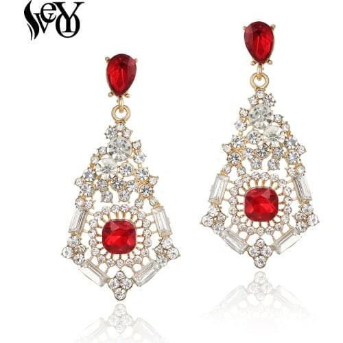 VEYO Classic Vintage Hollow Rhinestone Drop Earrings Ethnic Earring For Women Fashion Jewelry Gift