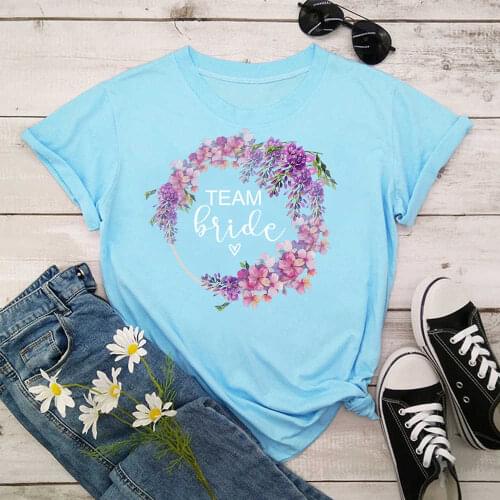 Bride Team Tshirt Women Summer Vogue Print Lady Casual T-Shirt Tops Streetwear Short Sleeve O-Neck Tees Tshirt XNTX017