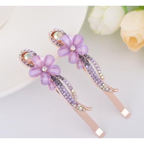 EASYA New Fashion Elegant Hairpin Hair Ornaments Crystal Rhinestone Flower Hair Clips Women Hairwear Hair Accessories