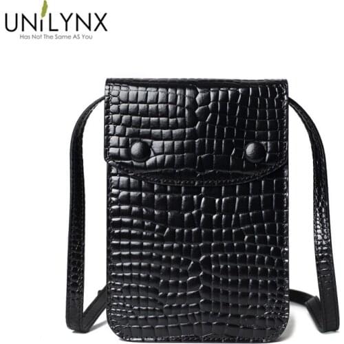 2019 new web celebrity same black aslant cross bag crocodile skin one-shoulder mobile phone bag woman