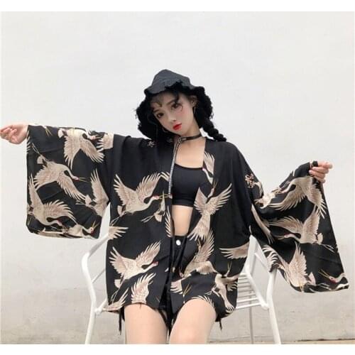 Yukata Female Kimono Cardigan Shirt Harajuku Kawaii Style Kimonos Woman 2020 Blouse Obi Haori Japanese Streetwear