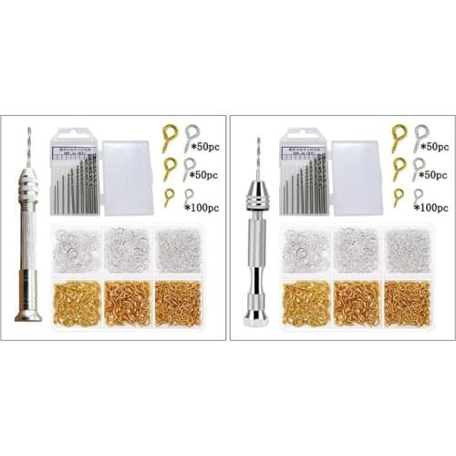 1 Set Pin Vise Precision Hand Drill Tools with Twist Drill Bits Screw Eye Pins W0YA