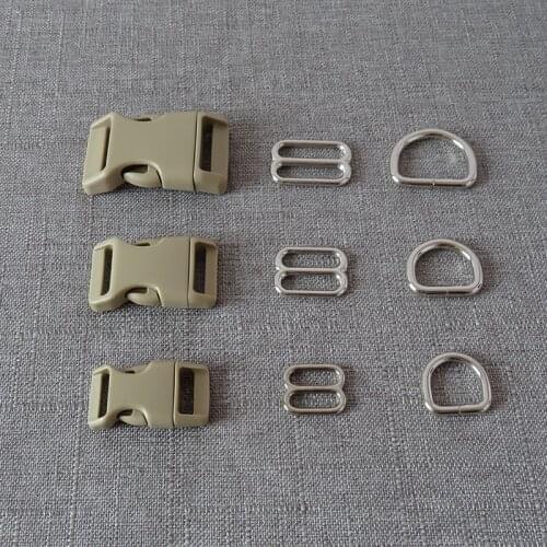 1 Set/Lot Plastic Side Buckle Metal D Ring Adjuter Straps Belt Loop Clasp Slider For Pet Dog Collar Harness Hardware Accessory