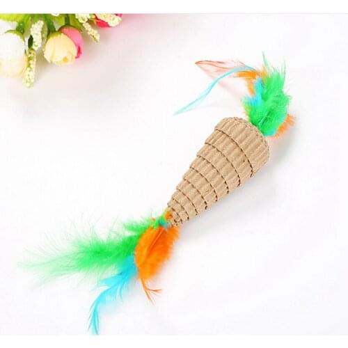 2PCS Carrot Cat Toy Corrugated Paper Cat Carrot Scratch Toy Cat Feather Toy Pet Toy