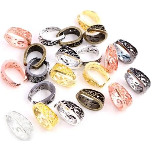 20pcs 14x10mm Baroque Style Pendant Pinch Bail Clasps Necklace Hooks Clips Connector DIY Jewelry Findings Accessories 6 Colors