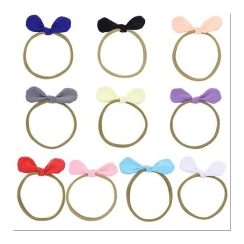 2017 New 20pcs/lot Toddler Baby Knot Hair Band Solid Color Rabbit Ear Nylon Headband for infant Hair Accessories