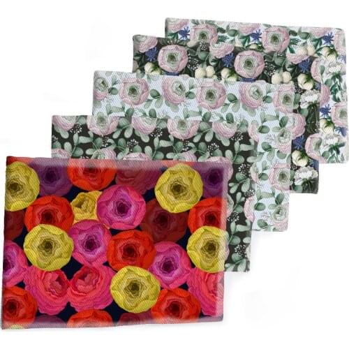 50*145CM Fabric Dark Colors Flowers Printed Polyester Cotton Twill Fabric Patchwor Printed