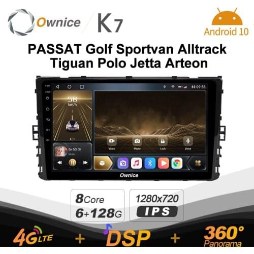 K7 Ownice 6G+128G Android 10.0 Car Radio For PASSAT 2019 Golf Sportvan Tiguan Multimedia DVD 4G LTE GPS Navi 360 BT 5.0 Carplay