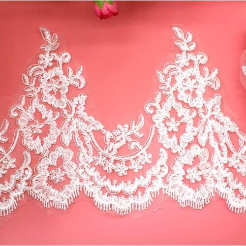 White Embroidery Lace For Wedding Dress Scalloped Applique Diy Garment Trims 20cm