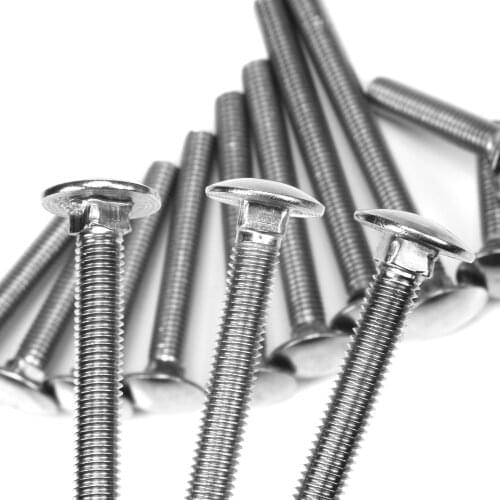 M8 16-120mm Carriage Bolts 304 Stainless Steel Round Head Square Neck Coach Bolt Fully Threaded