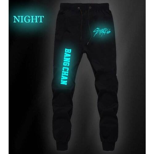 Stray Kids Luminous Pants Men Cotton Pencil Pants Breathable Elastic Waist Long Pants Women Casual Trousers Loose Sweatpants