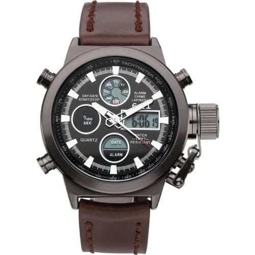6.11 Mens Stainless Steel Watch Multifunctional Luminous Double Movement Waterproof Mens Watch Quartz Watch Electronic Watch