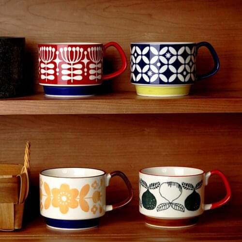 Retro Underglaze Porcelain Mug Creative Breakfast Coffee Cup Milk Cup Beautiful Office Water Glass Tea Cup