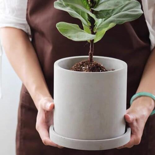 Big Size Concrete Flower Pot Mold with bottom Cover 13cm Round Cement Concrete Planter Silicone Mould