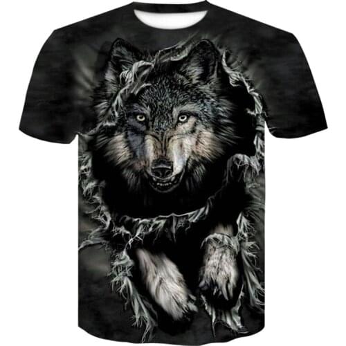 Fashion Animal Wolf Graphic 3D Print t-shirt Men Women off white T-Shirt Casual O-Neck Short Sleeve animal Streetwear tshirt