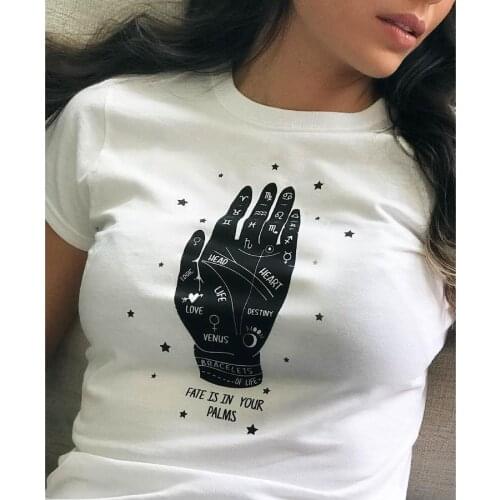 FATE IS IN YOUR PALMS T-Shirt 100% Cotton Aesthetic unisex women grunge casual quote graphic Fashion funny fit tshirt top tee