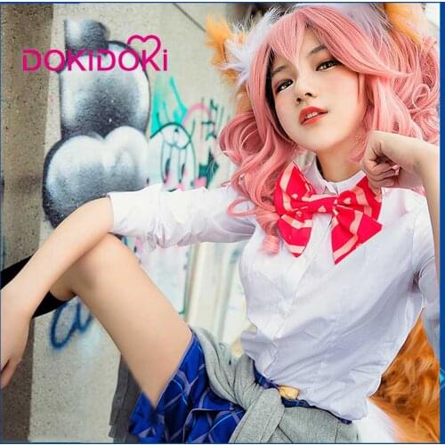 DokiDoki Game Fate Cosplay Tamamo no Mae Shcool Uniform Fate/Grand Order Fate/EXTRA Tamamo no Mae Cosplay Costume Halloween