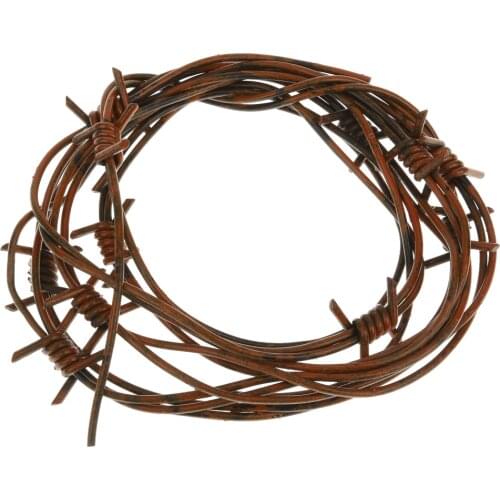 2.4m/8ft Fake Rusted Barbed Wire Plastic Halloween Party Decoration, Brown