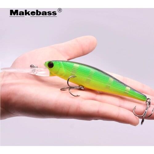 Makebass 3.94in/0.59oz Fishing Lure Floating Minnow Artificial Hard Bait Bass Trout Wobblers Fishing Tackle Internal steel ball