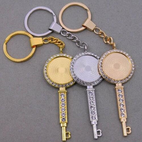 Key shape Cabochon Blank Keychain 25mm Pendant Base For Key Chain Pendant DIY Jewelry Making Handmade Crafts Accessories